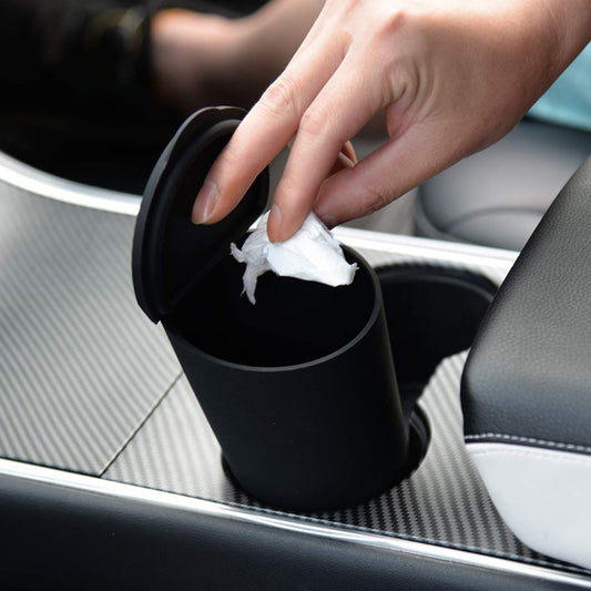 Mini Car Trash Can with Lid — Stops Wrappers Piling Up on the Seat