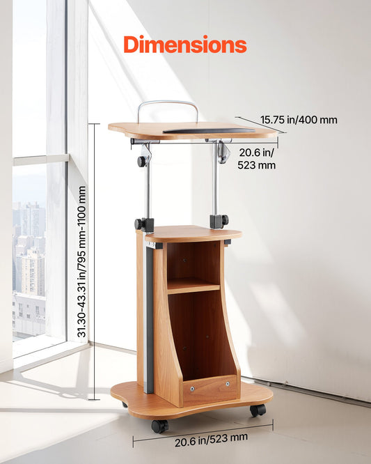 Adjustable Wooden Podium Stand — Rolls, Locks, and Holds Your Notes 2