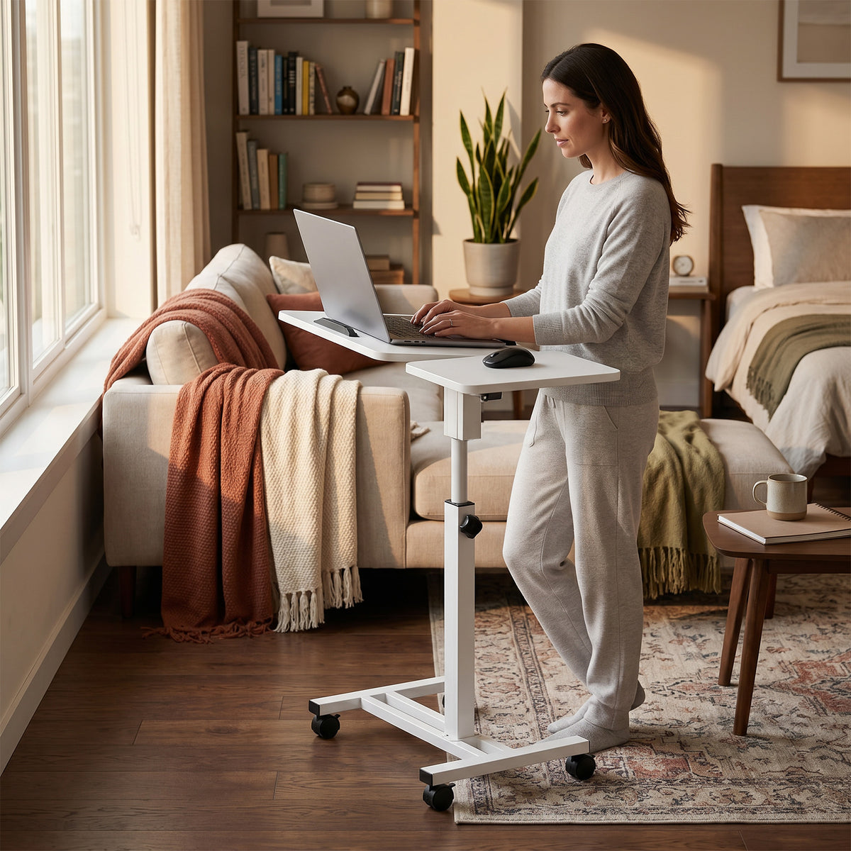 Rolling Standing Desk — Height Adjusts, Panel Rotates 360° 4